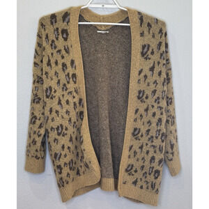 Easel Womens Sweater Tunic Cardigan Size 1X Leopard Print Open Front Long Sleeve
